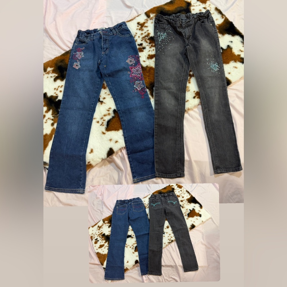 Embroidered Blue and Black Jeans Set